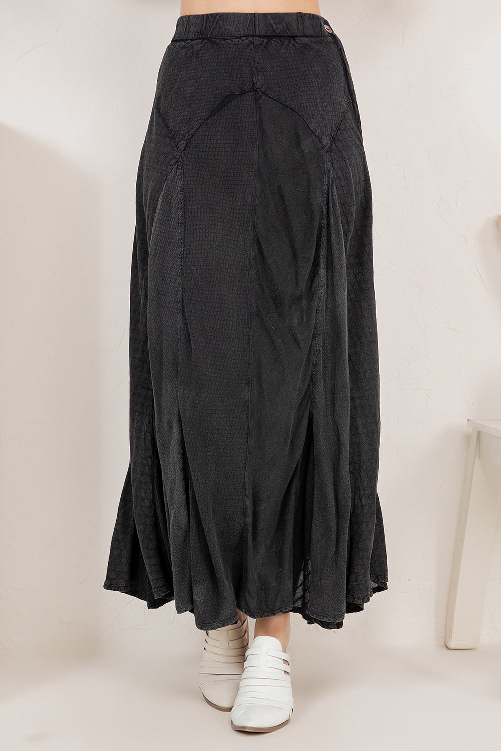 Folk Song Charcoal Cotton Skirt