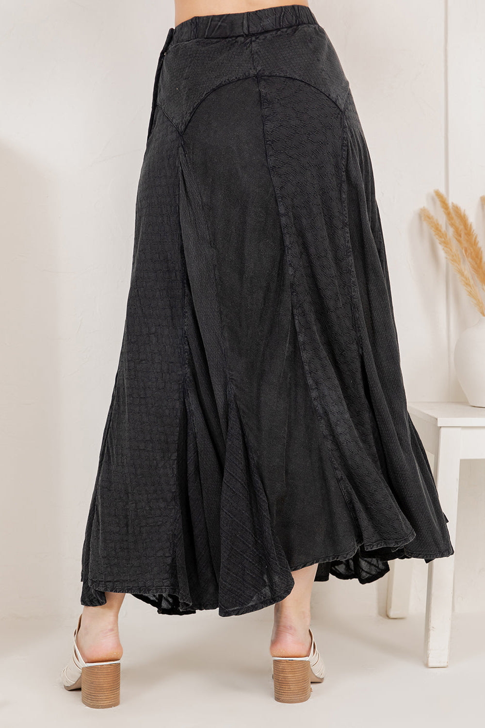 Folk Song Charcoal Cotton Skirt