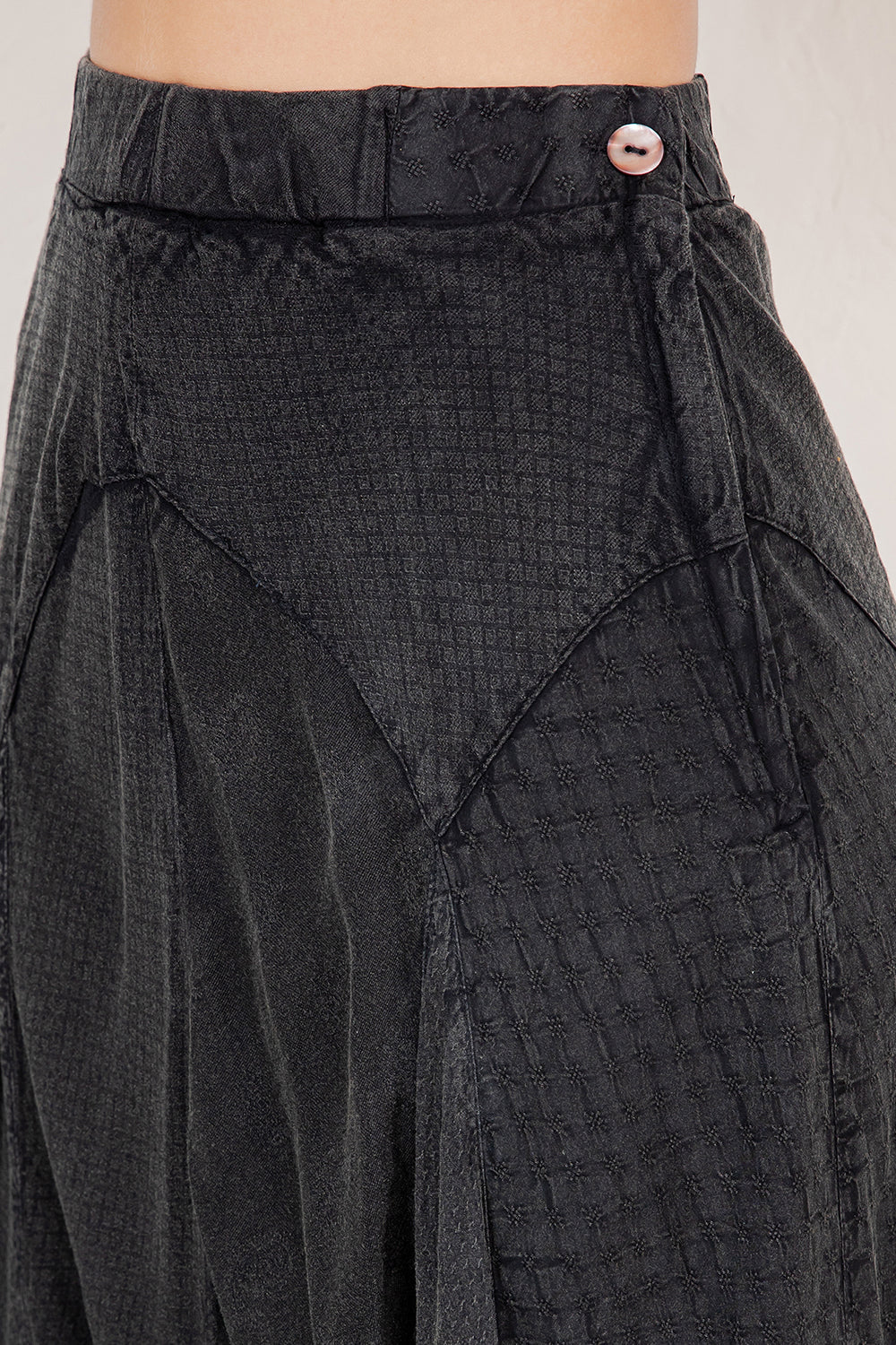 Folk Song Charcoal Cotton Skirt