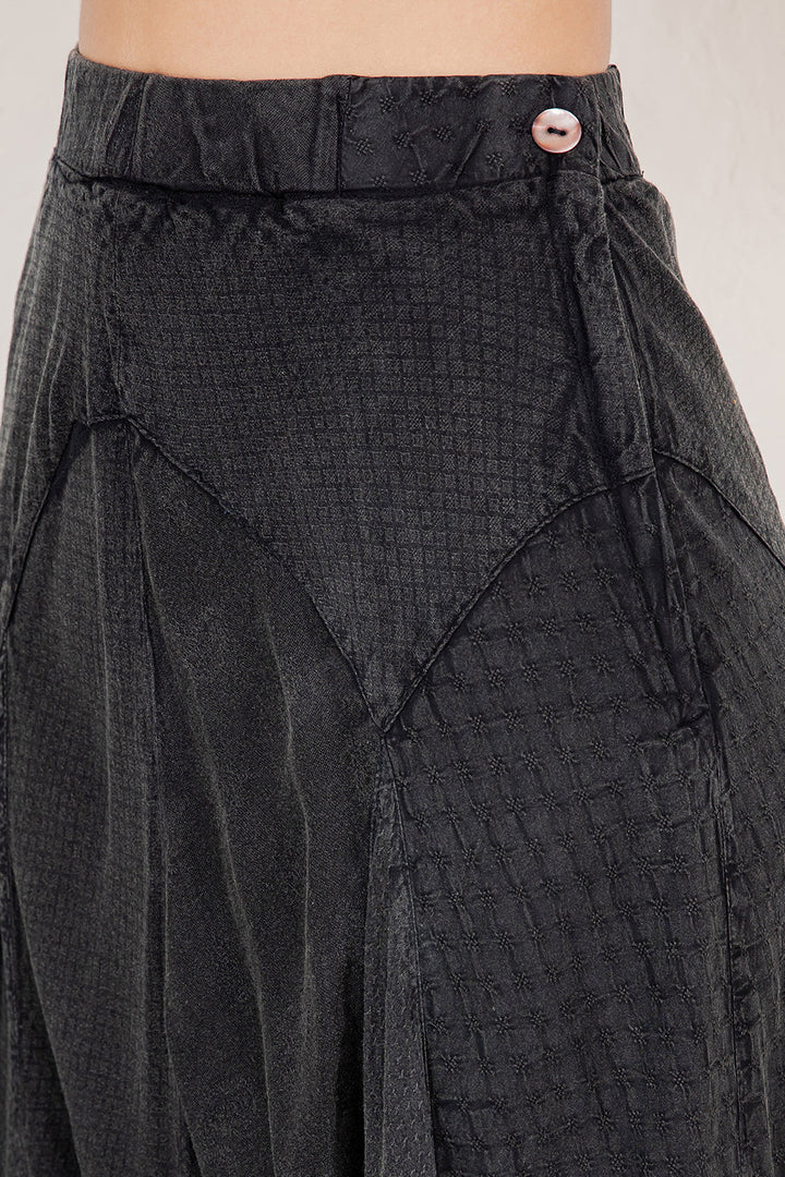 Folk Song Charcoal Cotton Skirt