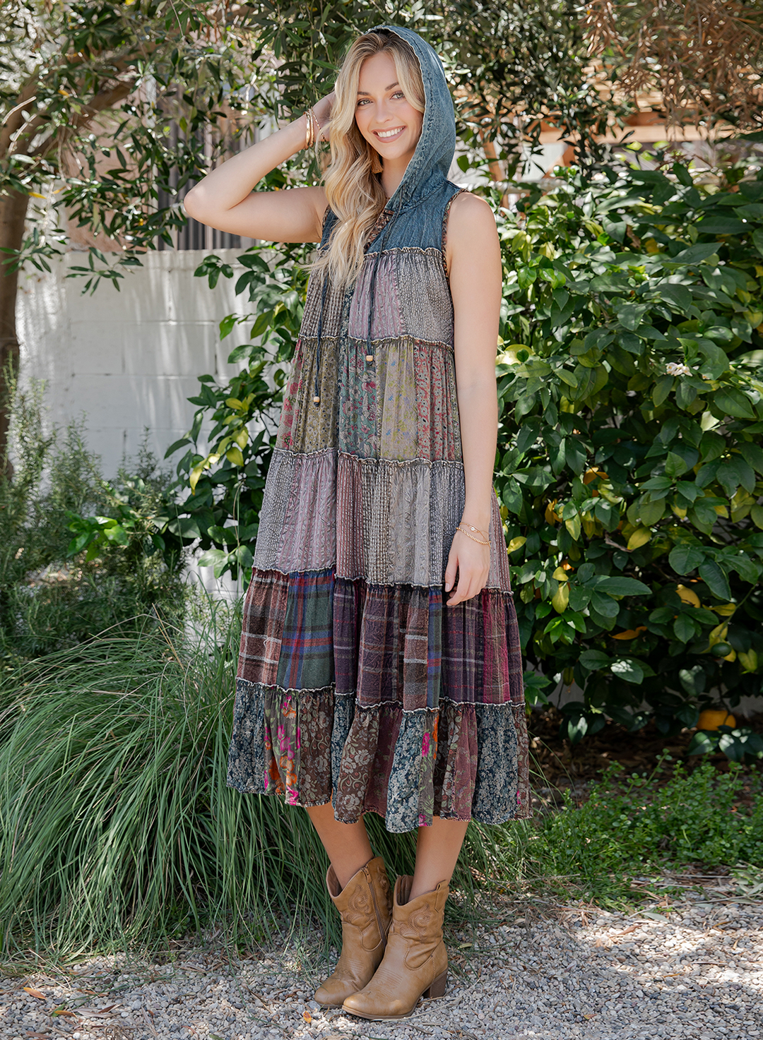 Meadow Bloom Sleeveless Hooded Jacket