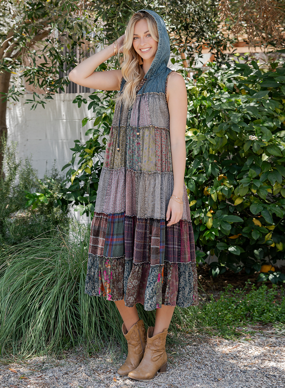 Meadow Bloom Sleeveless Hooded Jacket