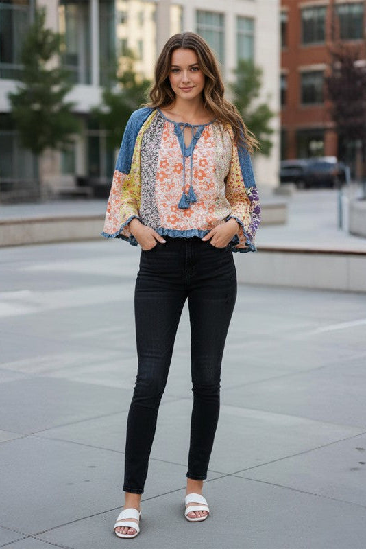 Whimsical Wildflower Latte Blouse
