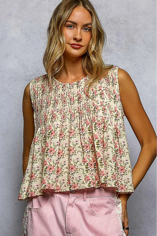 Whispering Tides Pink Floral Top
